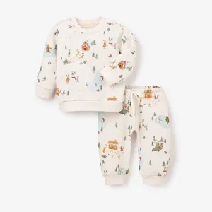 Whimsical Winter Wonderland Printed Fleece Top & Pant Set