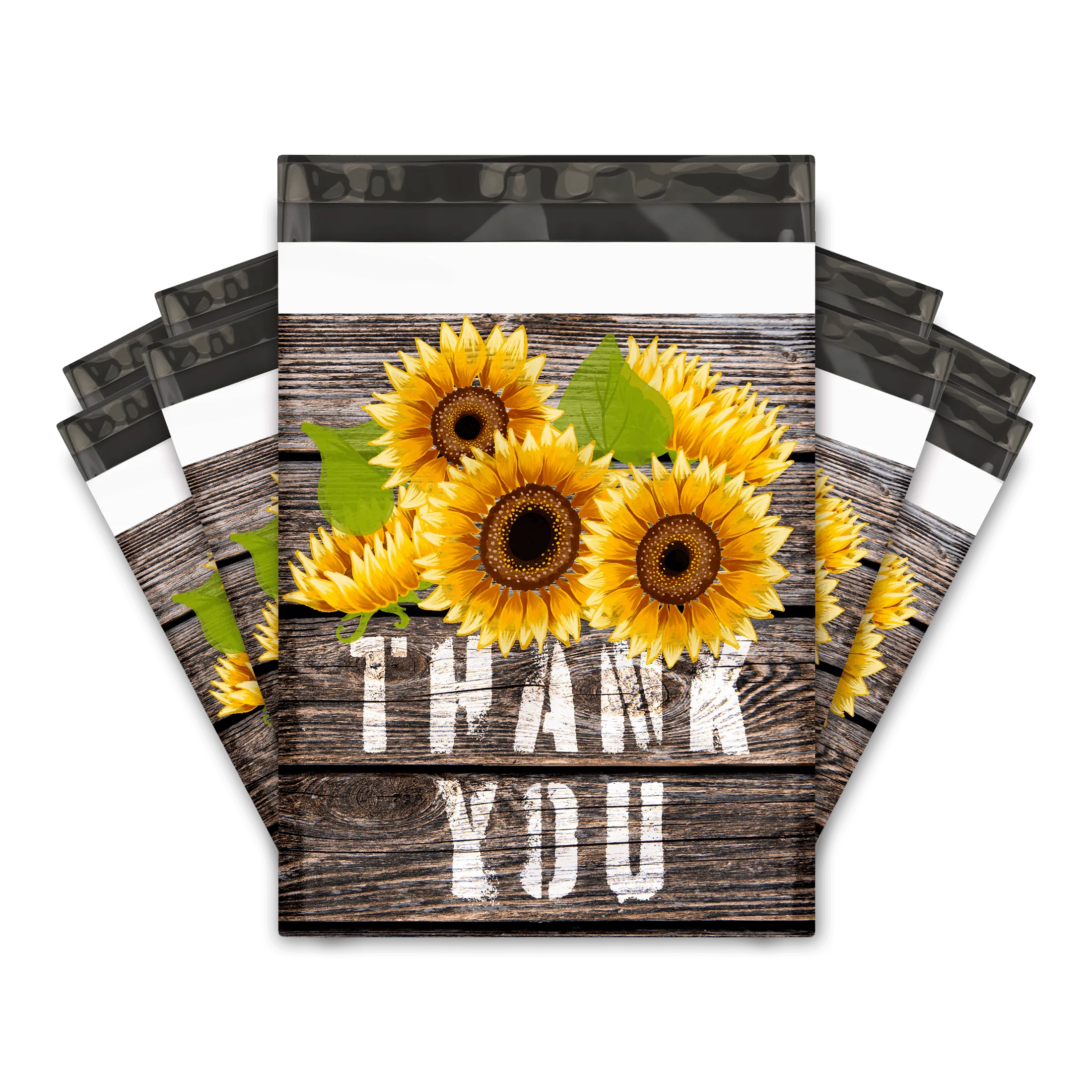 10x13 Sunflower Thank You Poly Mailers Shipping Envelopes Premium Printed Bags