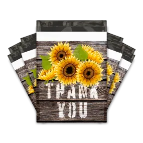 10x13 Sunflower Thank You Poly Mailers Shipping Envelopes Premium Printed Bags