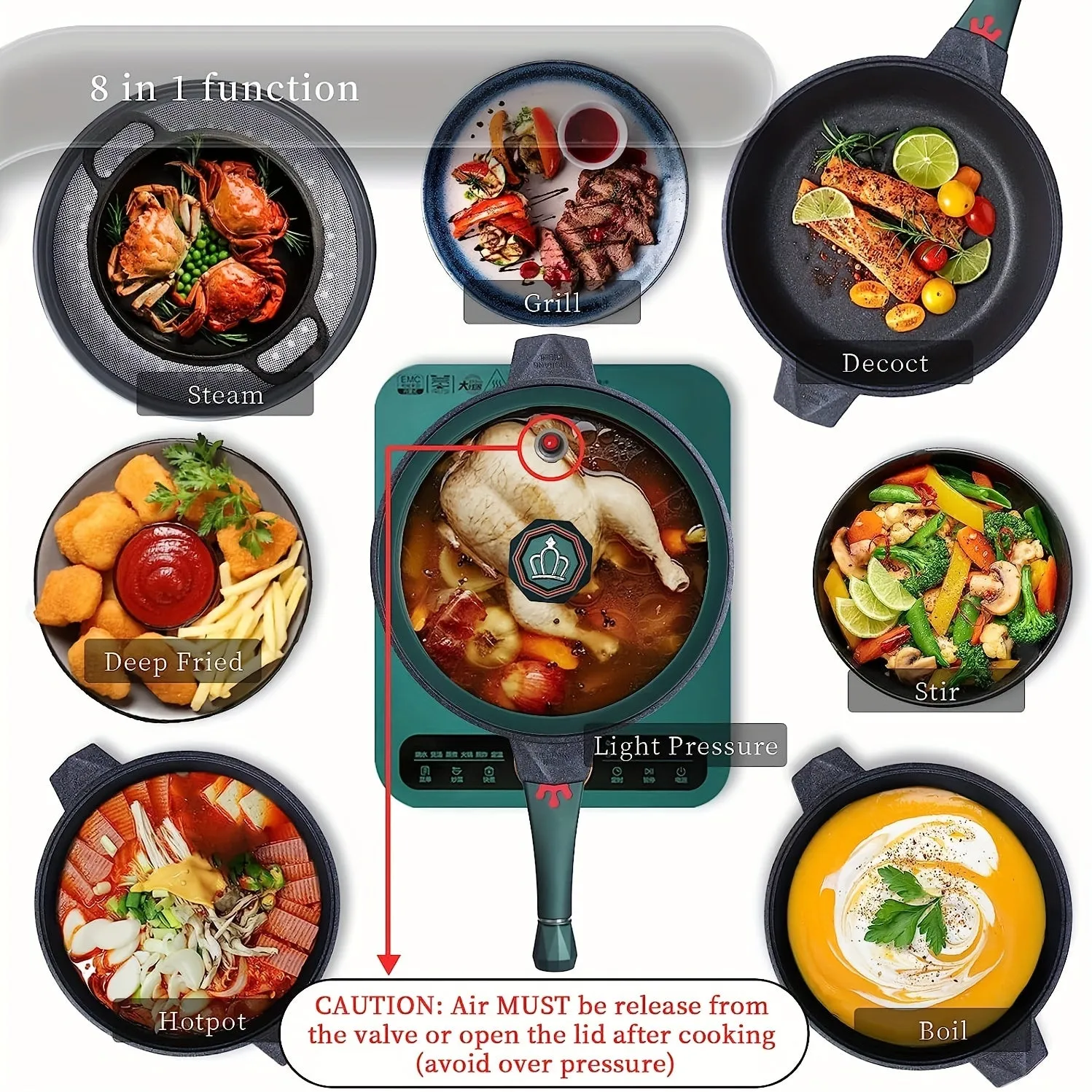 11-Inch Tiborang MasterChef Pan - Premium 7-in-1 Multipurpose Frying Pan with 5 Quart Capacity, Heat Indicator, Non-Stick Coating, Glass Lid, Steamed Grid, and Oven & Dishwasher Safety - Perfect for All Stovetops and Cooking Methods