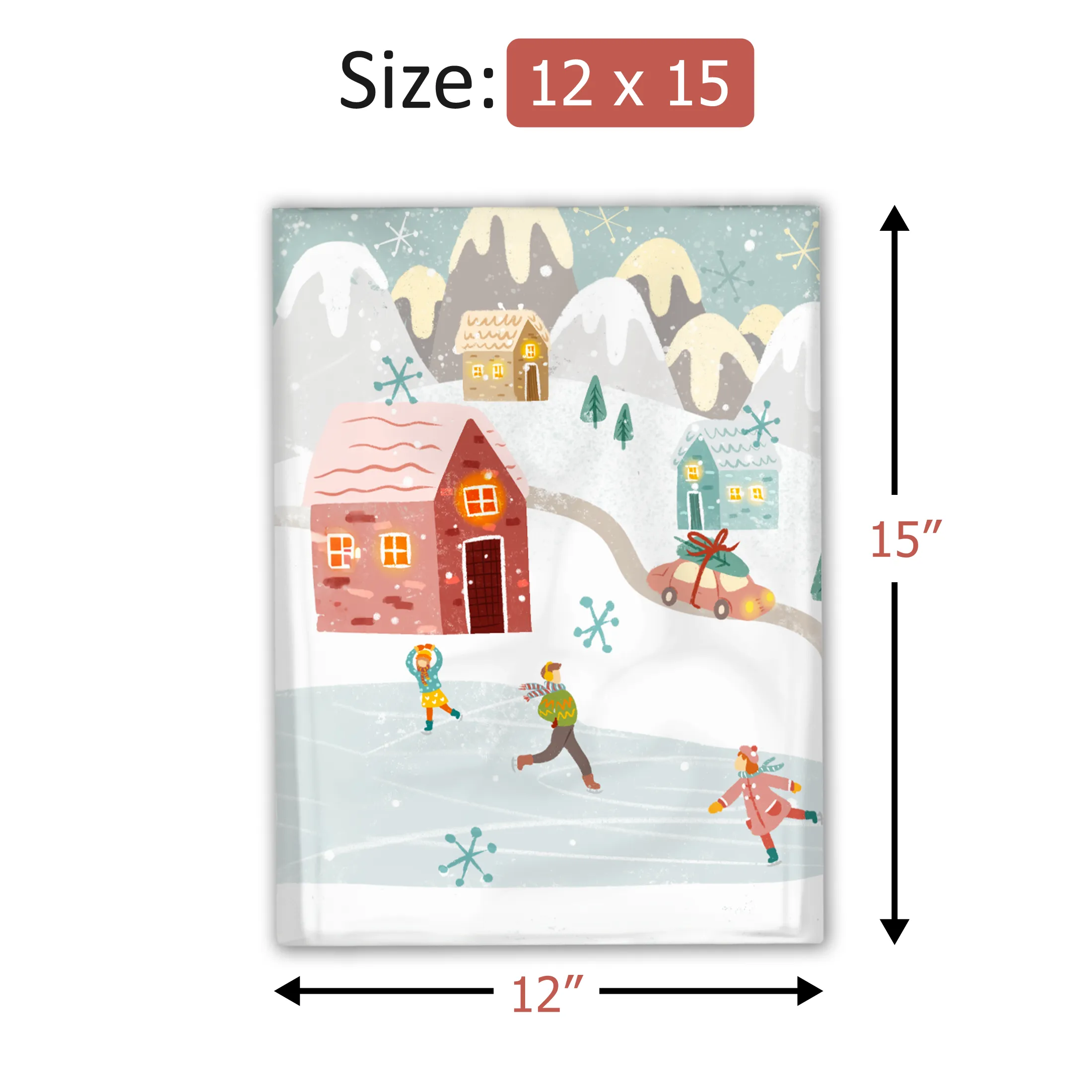 12x15" Winter Village Designer Poly Mailers Shipping Envelopes Premium Printed Bags