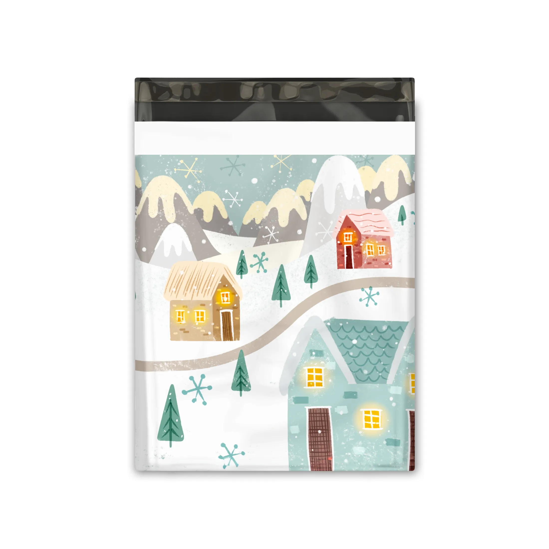 12x15" Winter Village Designer Poly Mailers Shipping Envelopes Premium Printed Bags