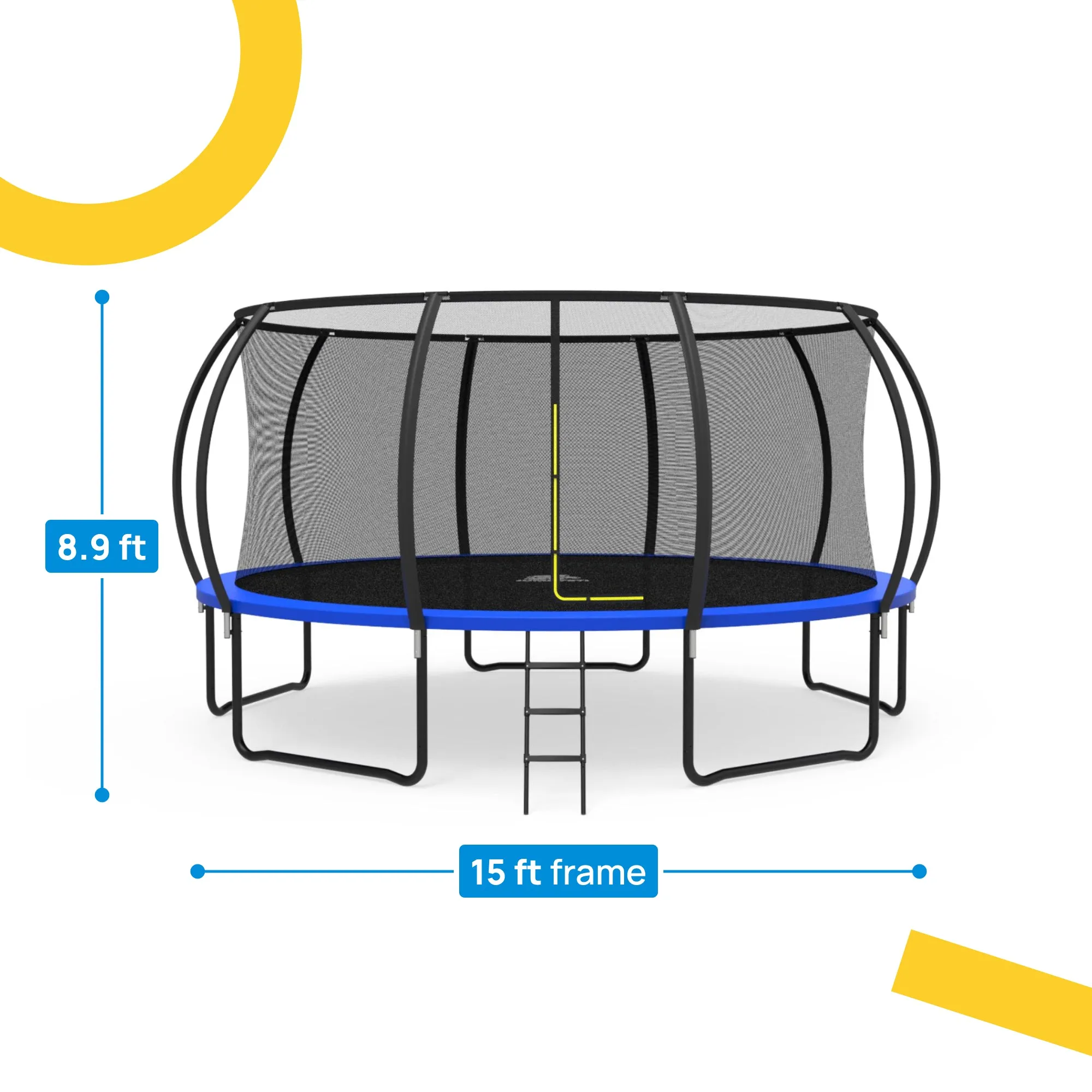 15' Trampoline Round With Safety Net JumpYeti