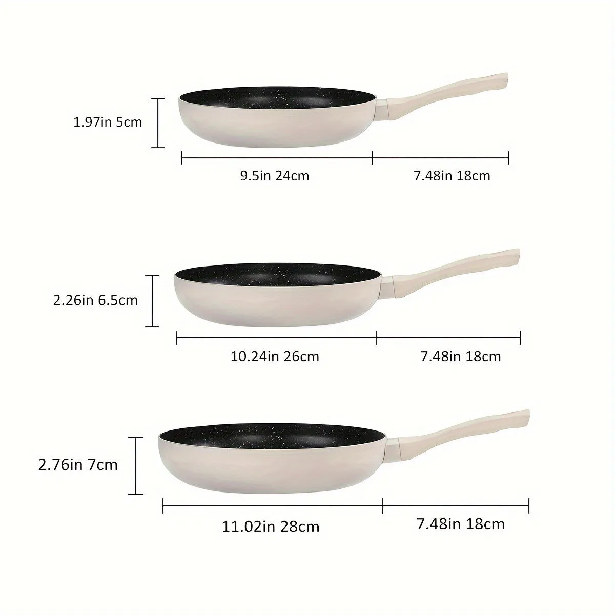 1pc Granite Stone Non-Stick Frying Pan Skillet - PFOA Free, Durable, Heat-Resistant Cookware for All Stoves, Induction Compatible, Easy Cleaning - 9.45/10.25/11 Inch, Multi-Size Options