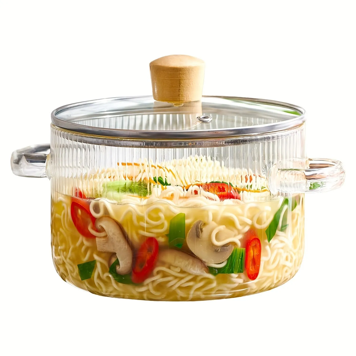 1pc, Premium Borosilicate Glass Cooking Pot - Heat Resistant Stovetop Cookware Paella Pan Set With Lid - Safe For Soup, Oven, Microwave, Freezer, and Dishwasher - 1.6L(54oz) Capacity