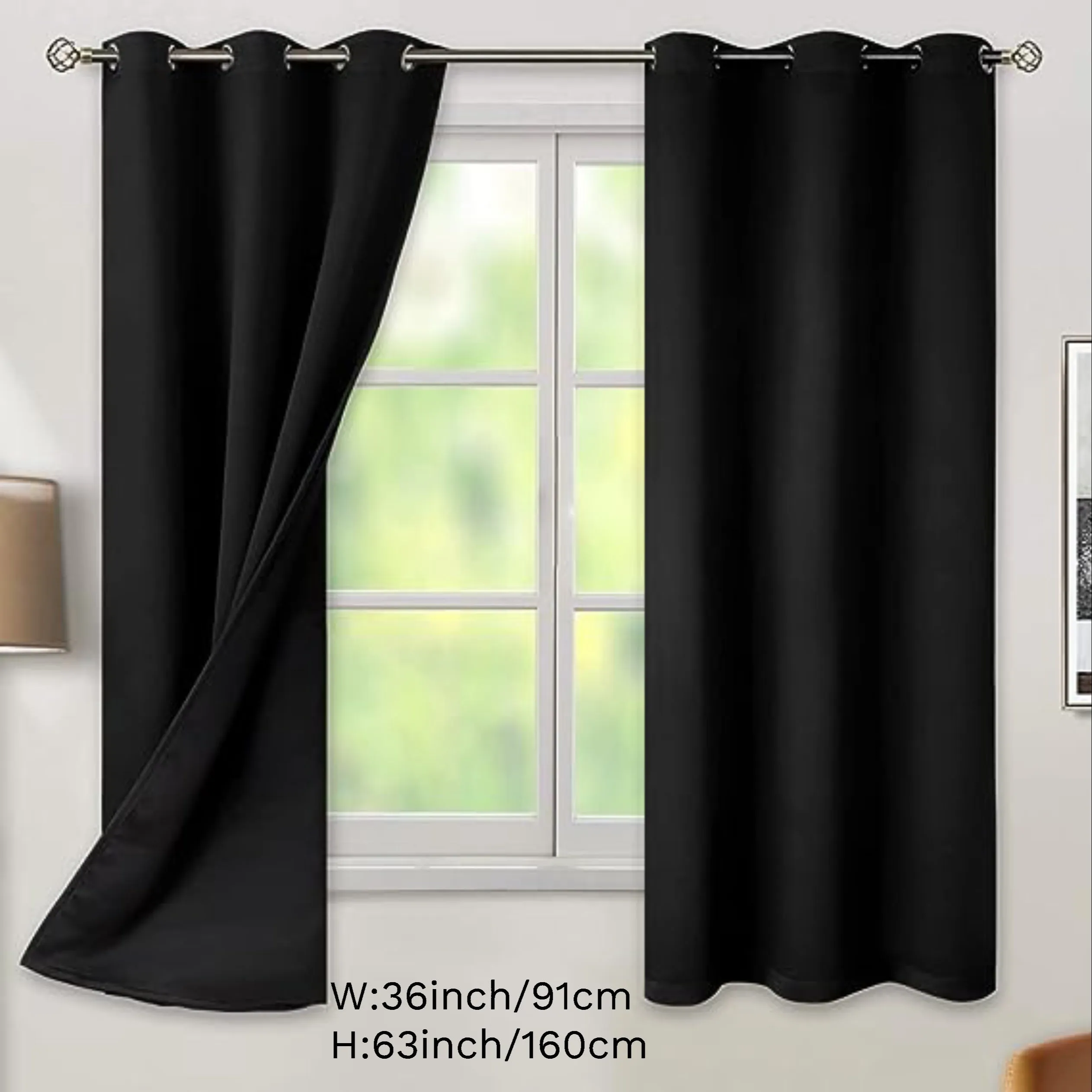 2 Panels Blackout Curtains Heat Insulation Curtain Panels With Coated Insulation Lining Suitable For Living Room, Bedroom, Kitchen, Bathroom, Home Decor, Room Decor