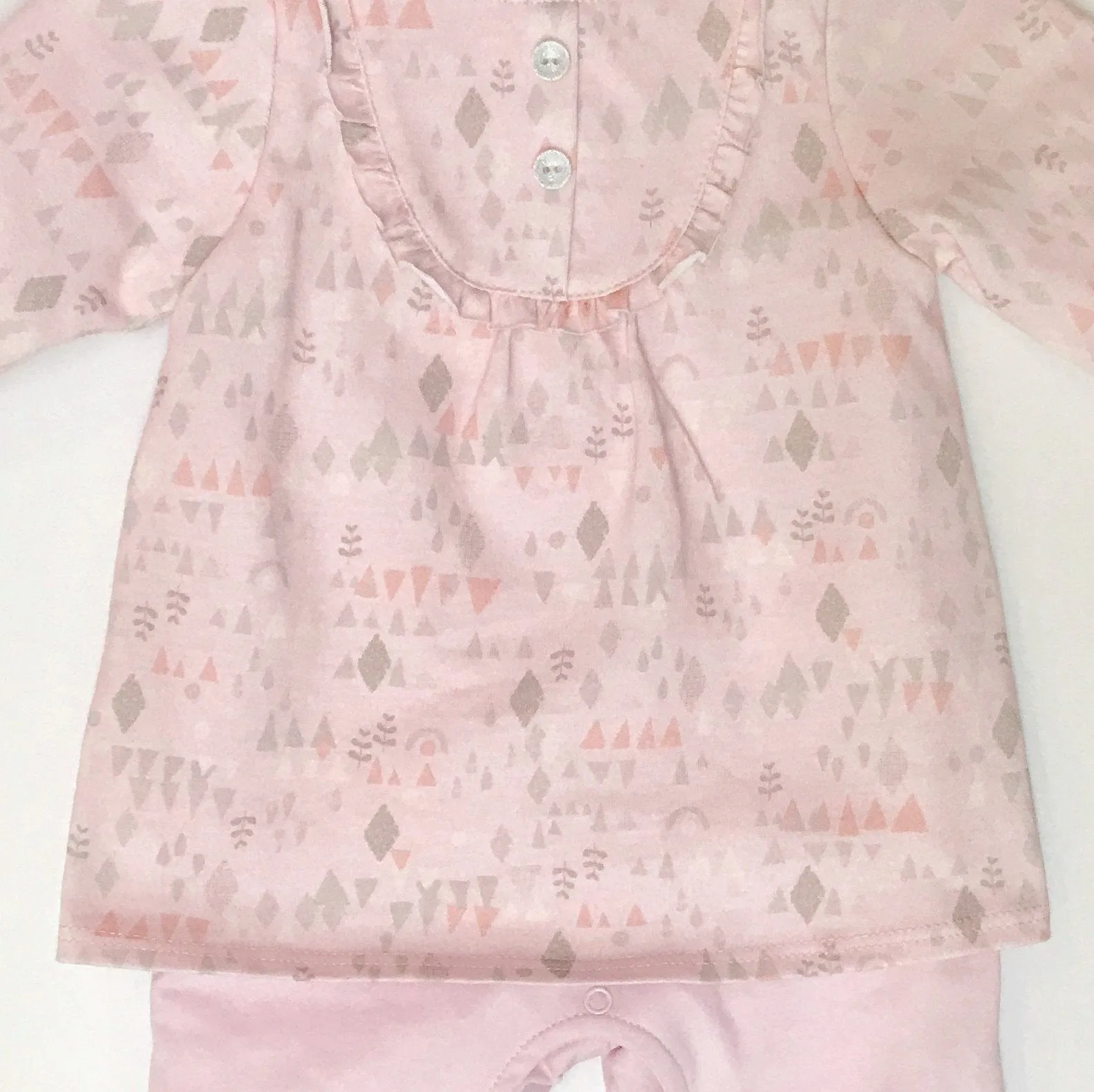 3Pommes Soft Pink 100% Cotton Double Lined 1Pc Romper