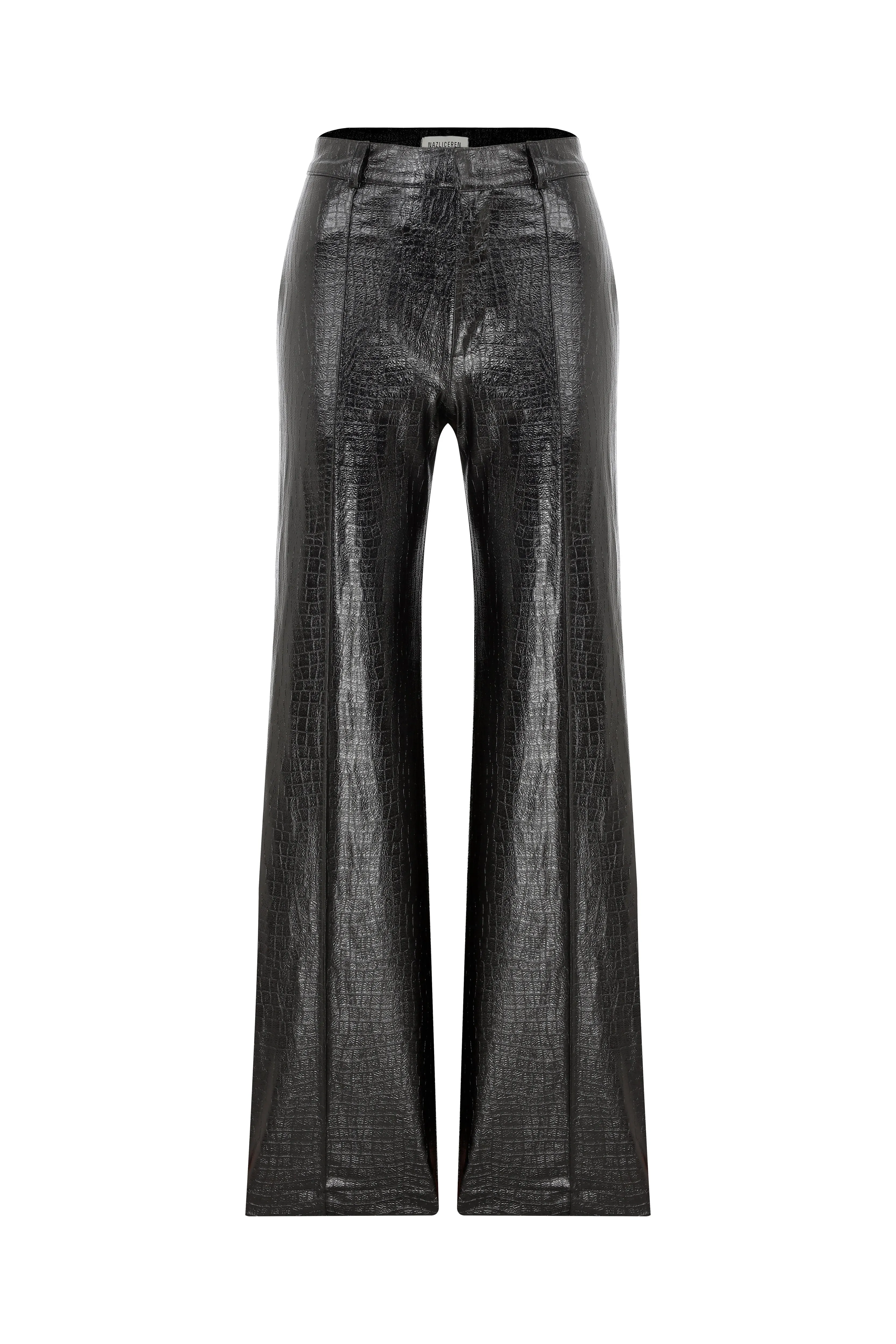 Abby Straight Cut Croc-Effect Trousers