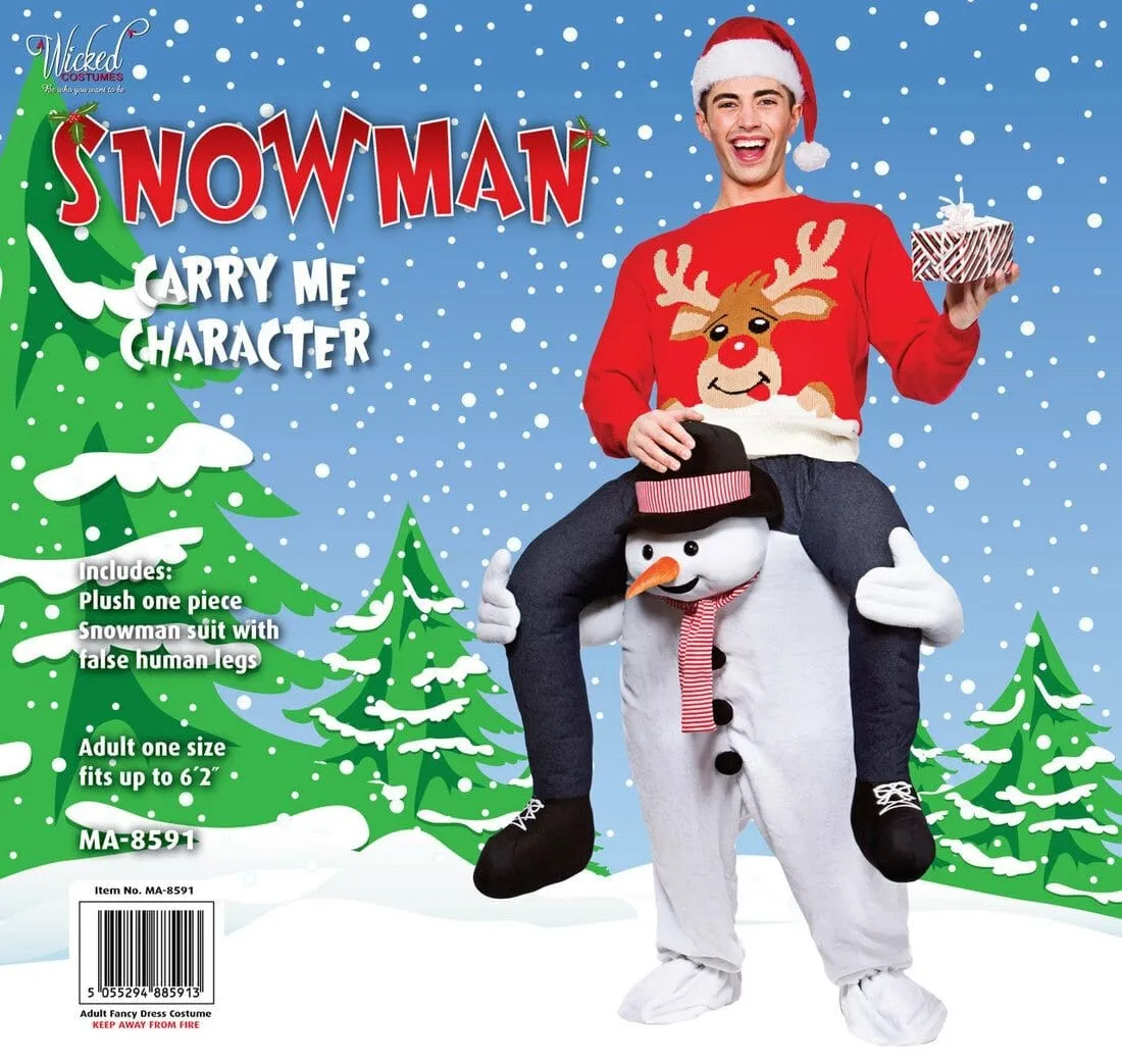 Adults Carry Me Snowman Fancy Dress Up Party Costume