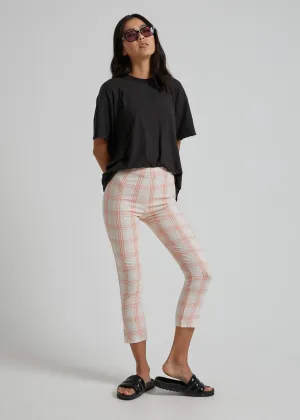 Afends Womens Smith - Pant - Peach Cream Check