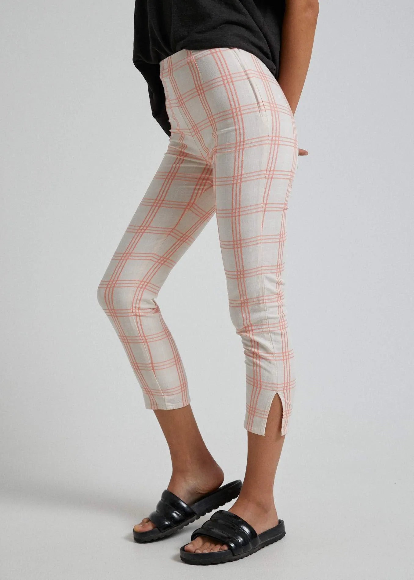 Afends Womens Smith - Pant - Peach Cream Check