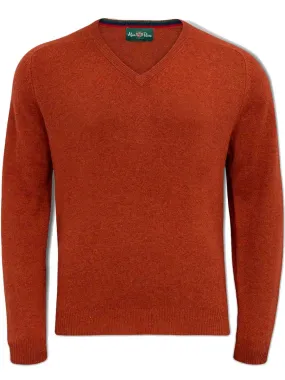 ALAN PAINE Streetly Men's V Neck Lambswool Jumper - Tiger