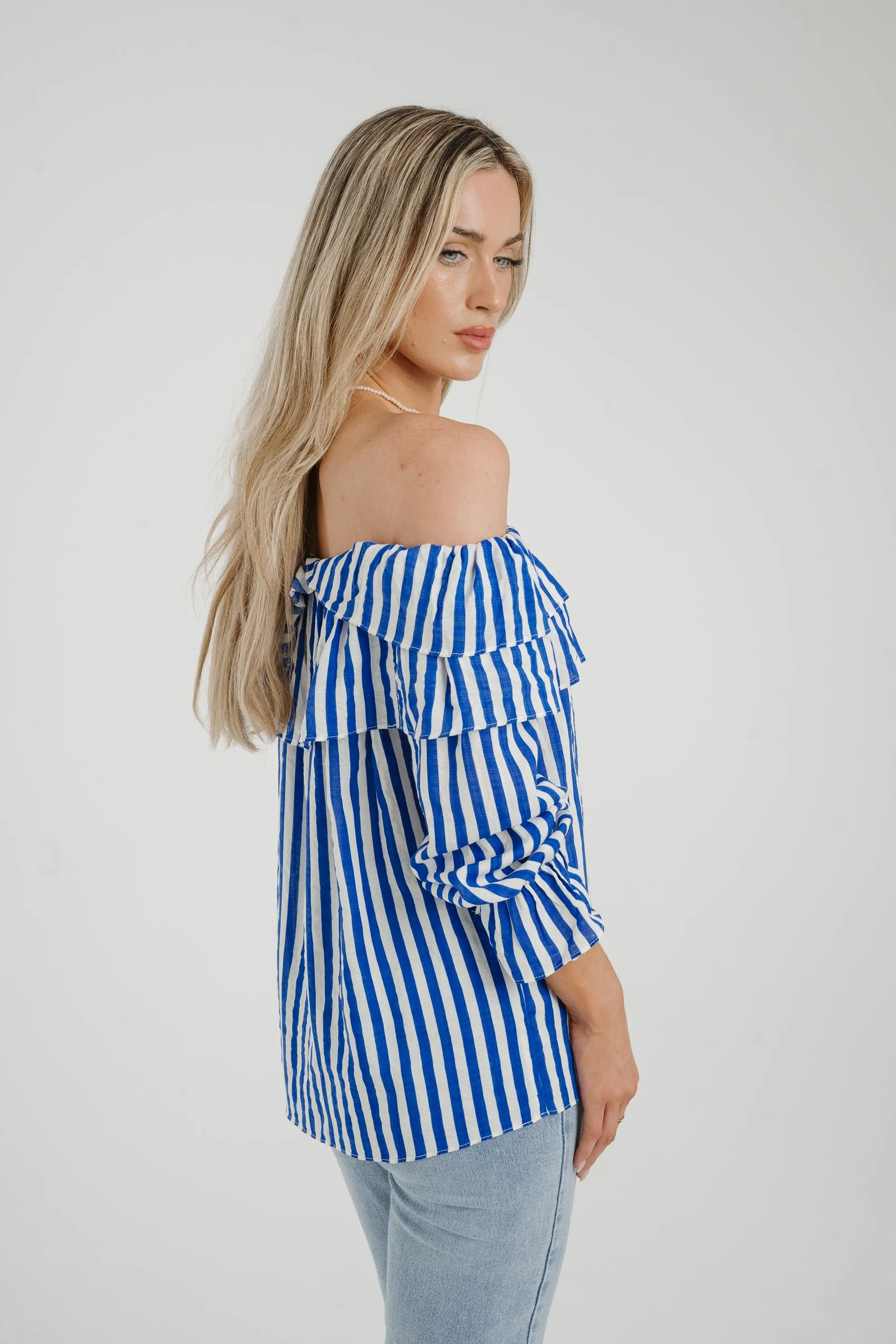 Ally Bardot Top In Blue Stripe