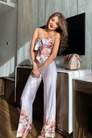 Anairs Bandeau Co-ord Pants Set in Pink Garden (Extremely Limited Ed)