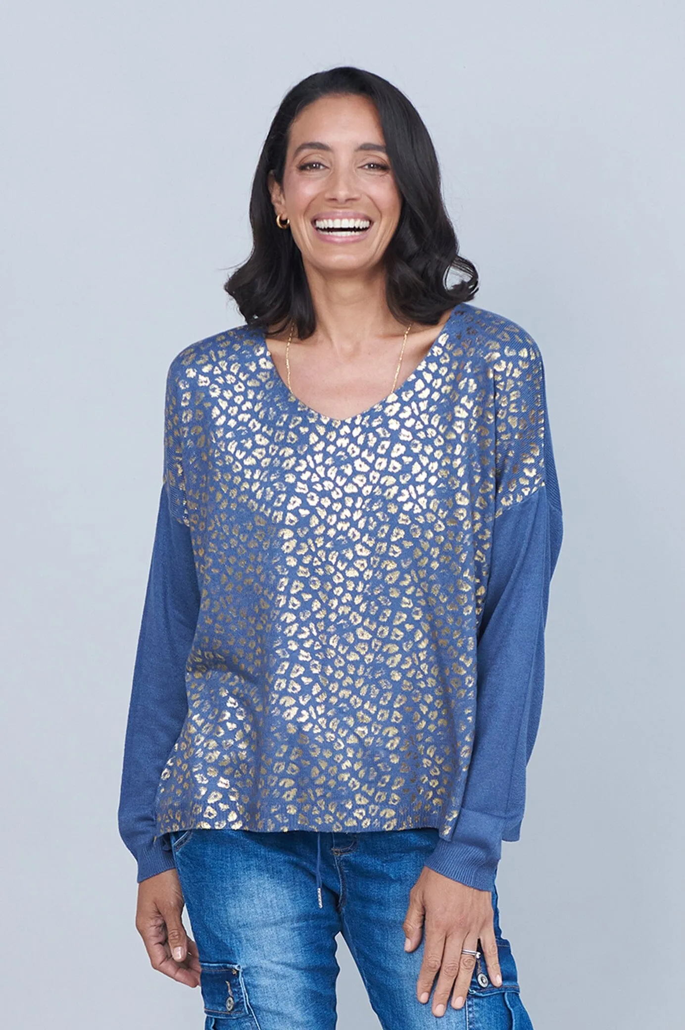 Araya Animal Print Jumper Blue