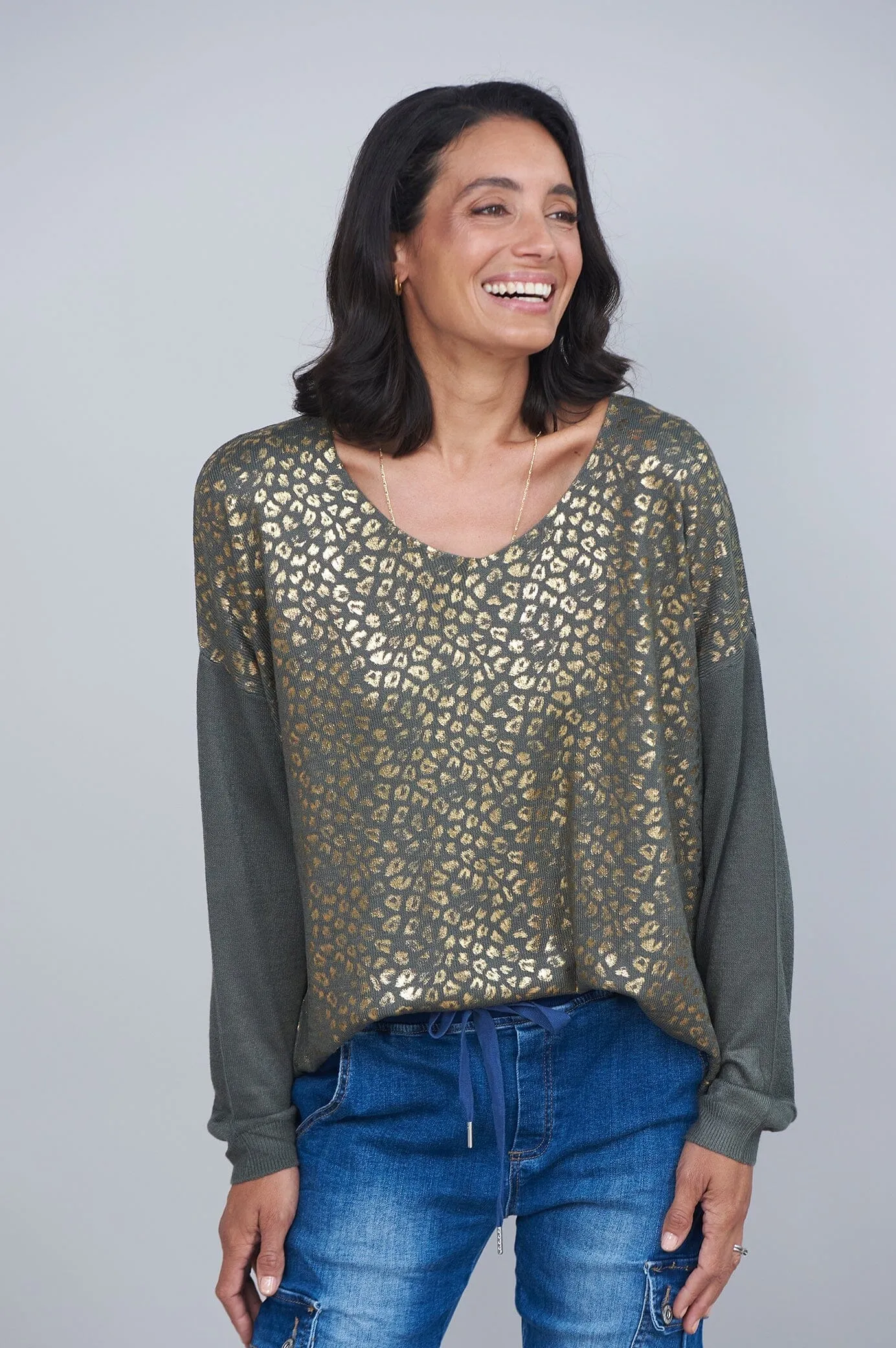 Araya Animal Print Jumper Olive