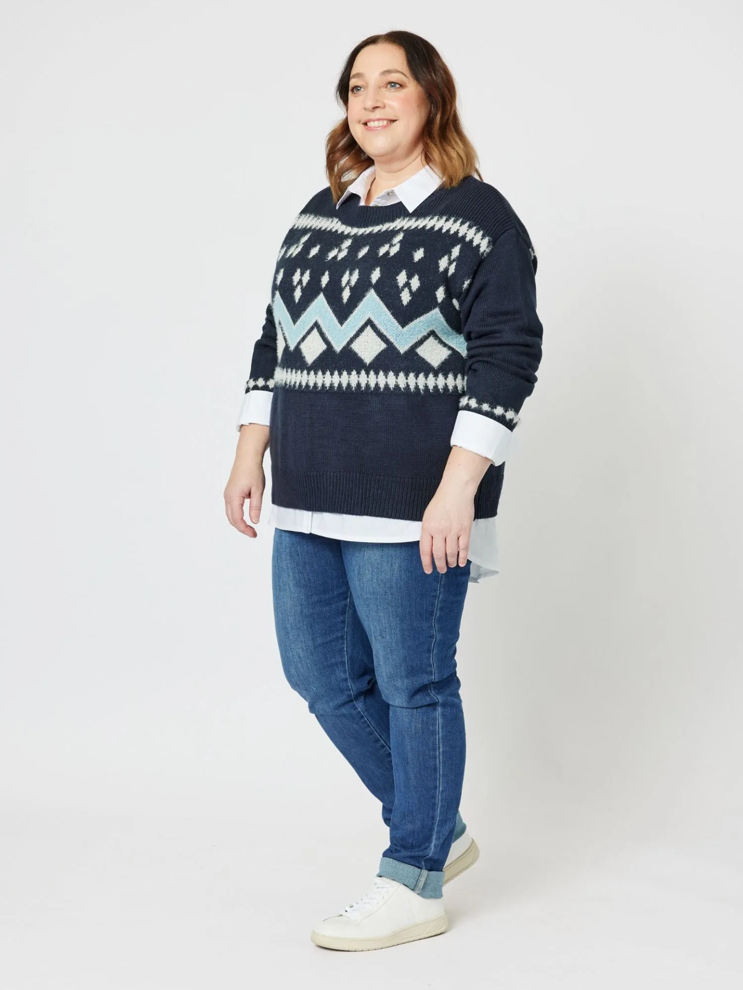 Aspen Fairisle Knit Jumper - Midnight