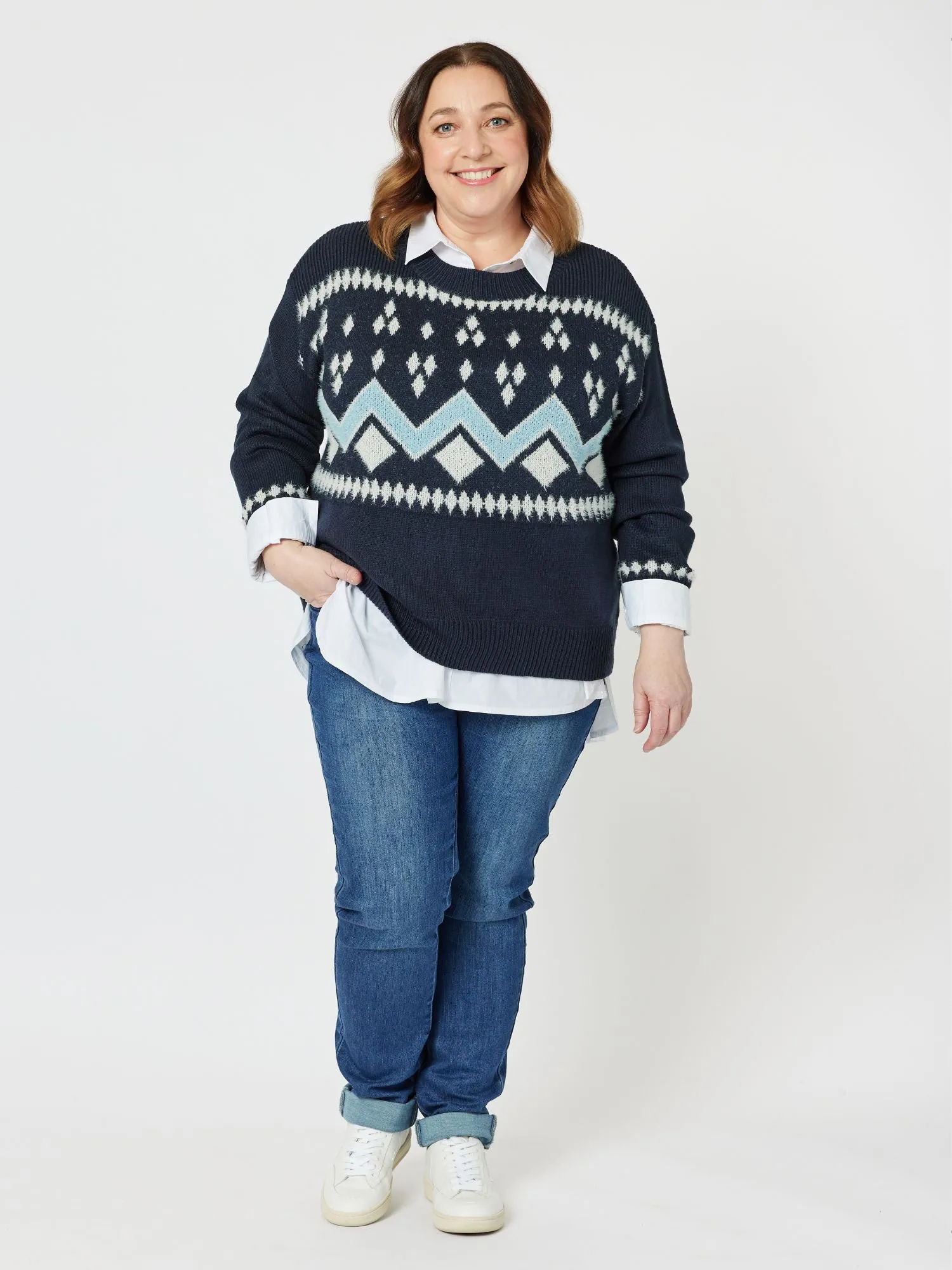 Aspen Fairisle Knit Jumper - Midnight