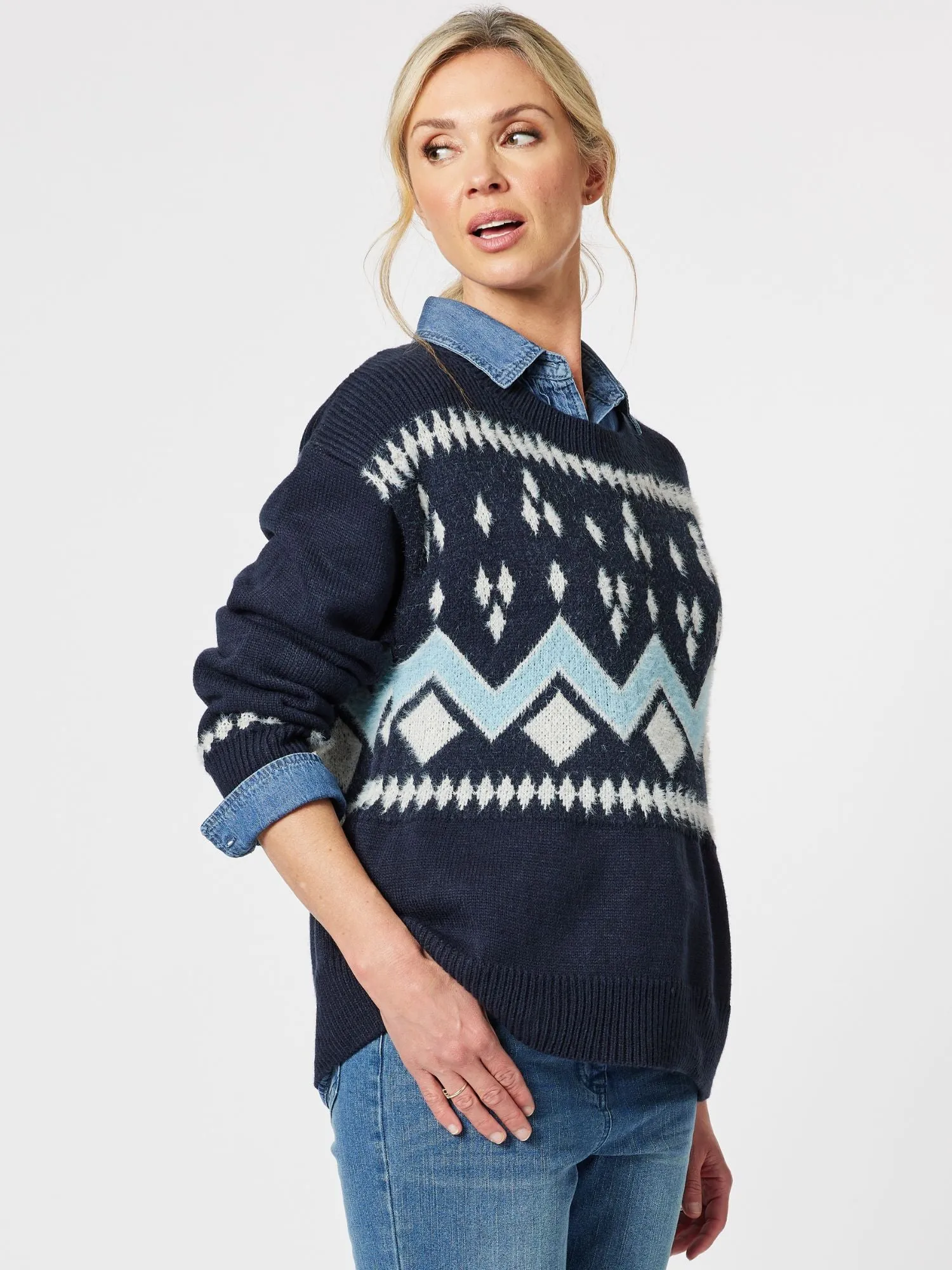 Aspen Fairisle Knit Jumper - Midnight