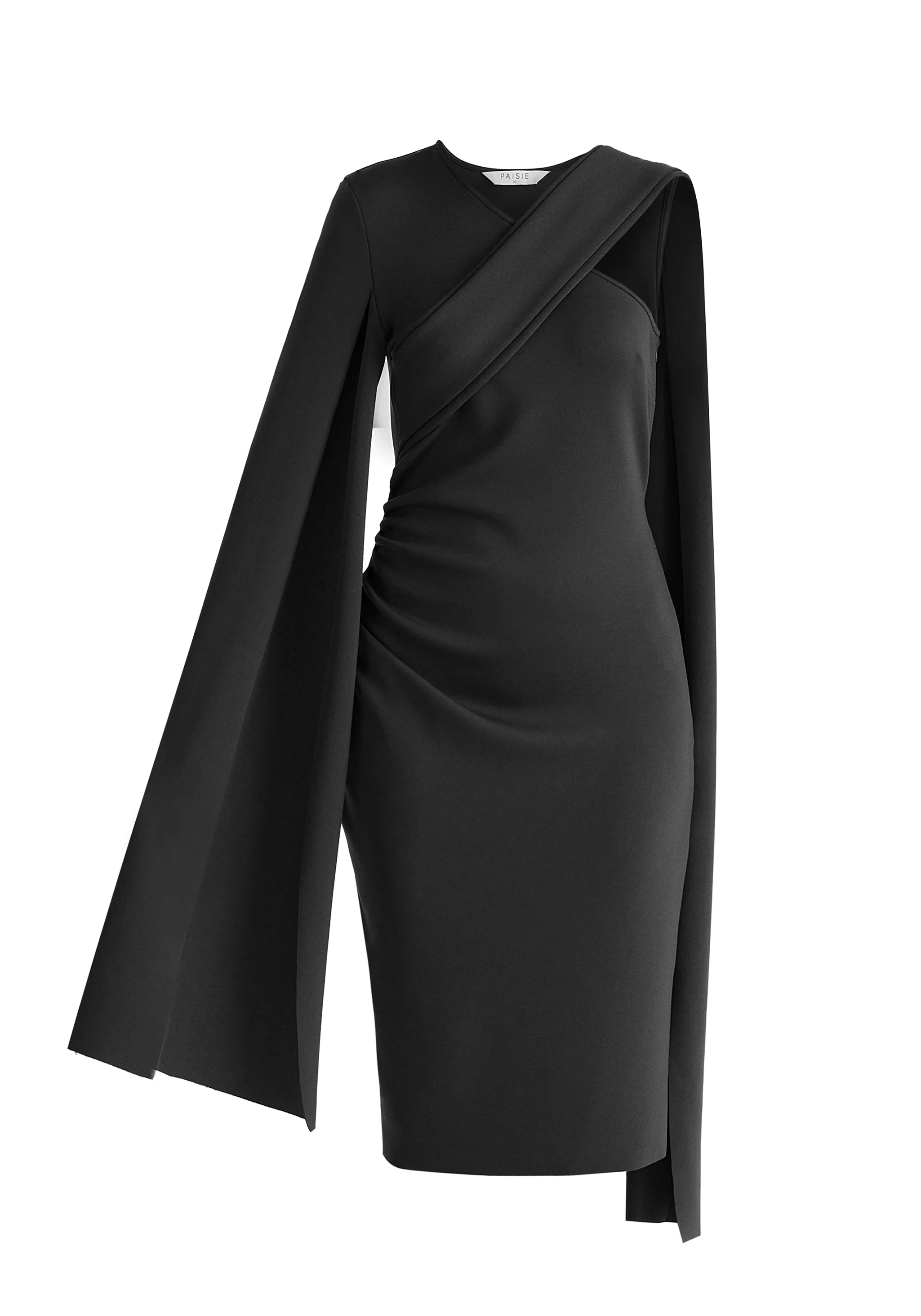 Asymmetric Draped Cape Sleeve Dress