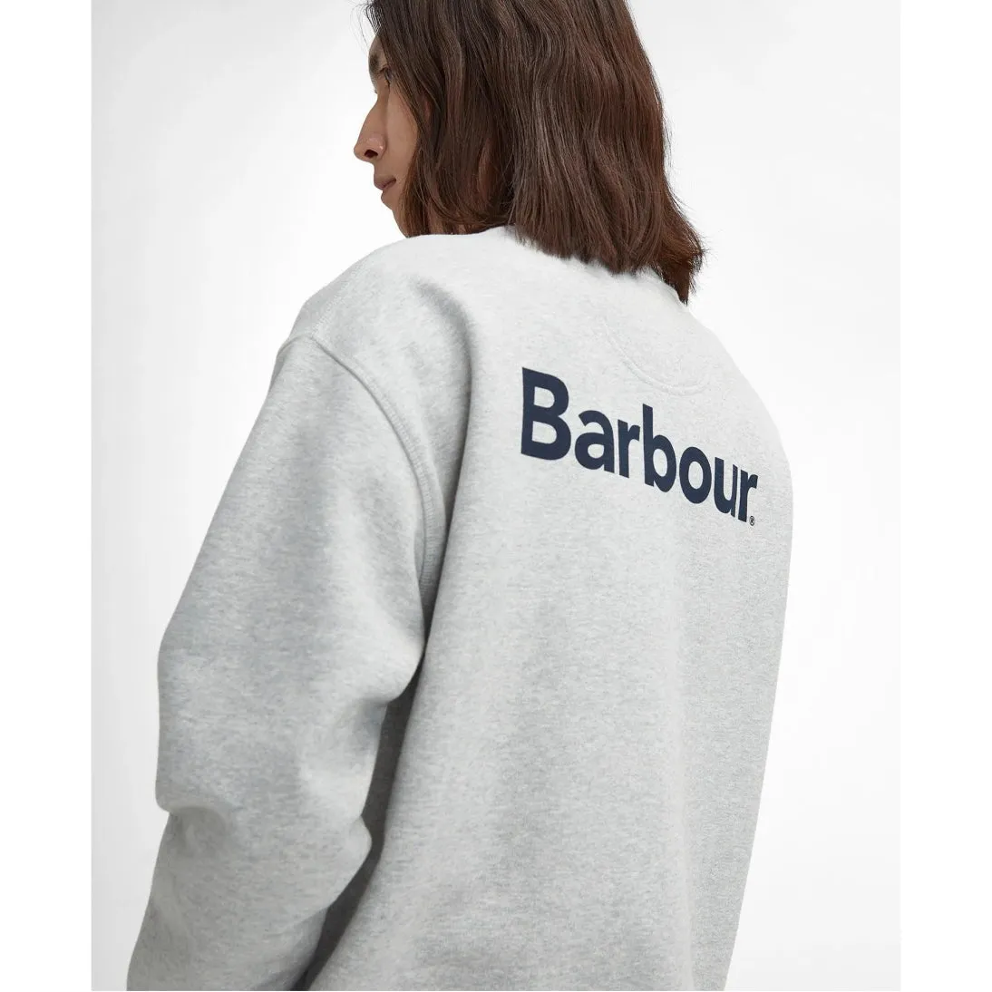 Barbour Brushed Nicholas Oversized Crew Neck Jumper MOL0637GY52 Grey Marl