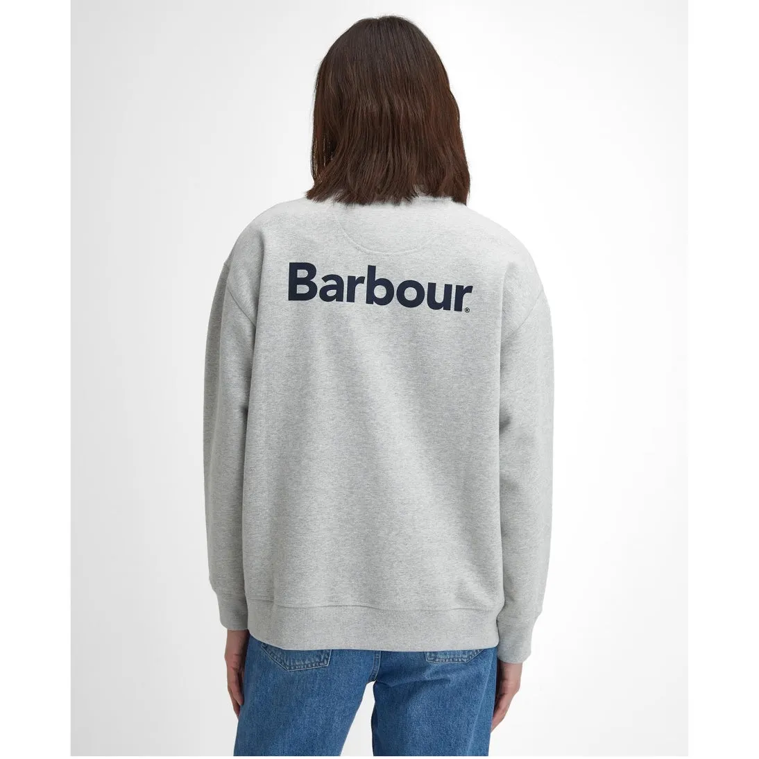 Barbour Brushed Nicholas Oversized Crew Neck Jumper MOL0637GY52 Grey Marl