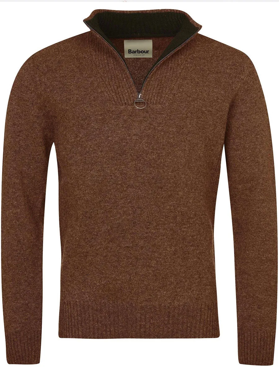 BARBOUR Nelson Essential Half Zip Jumper - Mens - Dark Sand