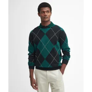 Barbour Sutherwell Lambswool Argyle Crew Neck Jumper MKN1591BK31 Classic Black