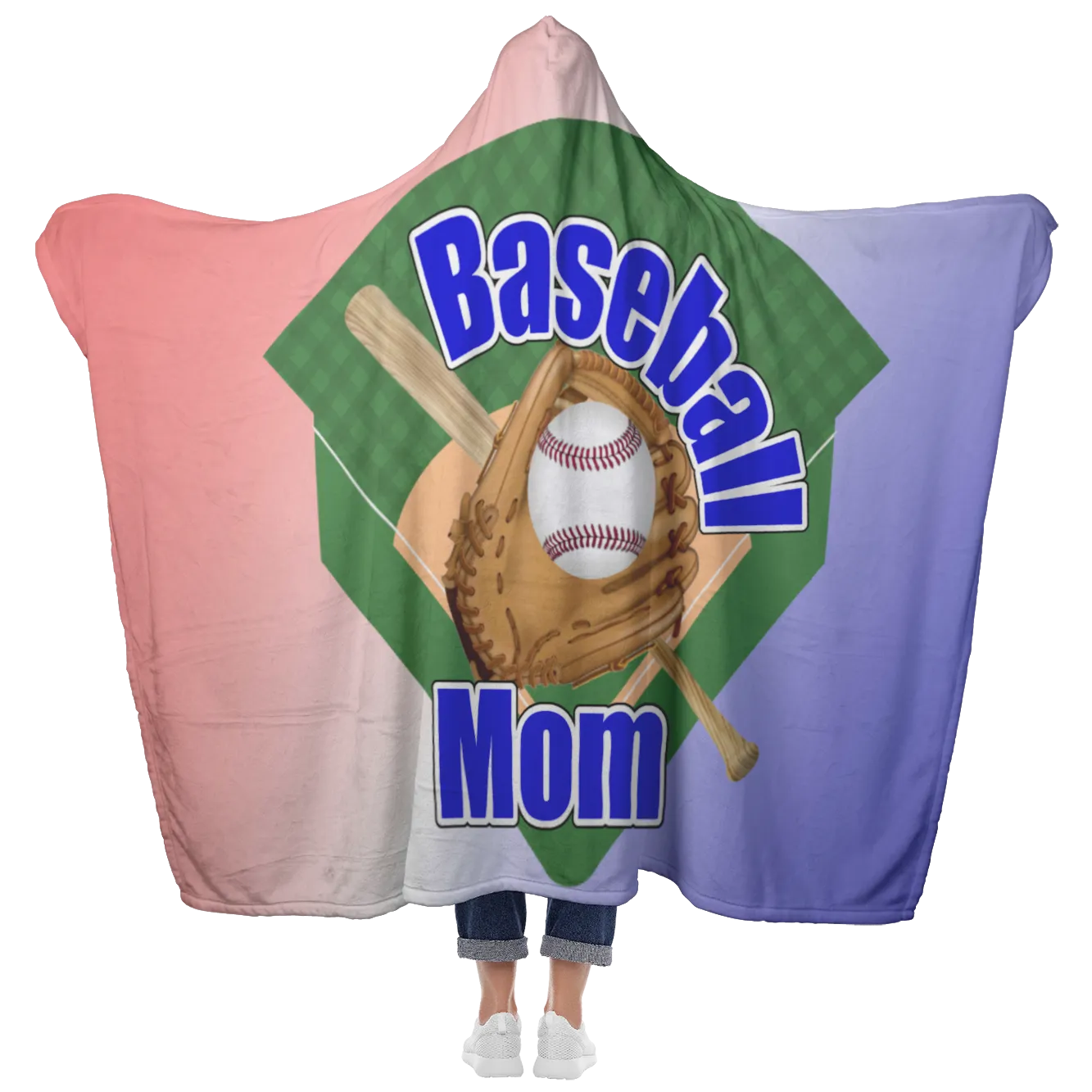 Baseball Mom Hooded Blanket, Blue