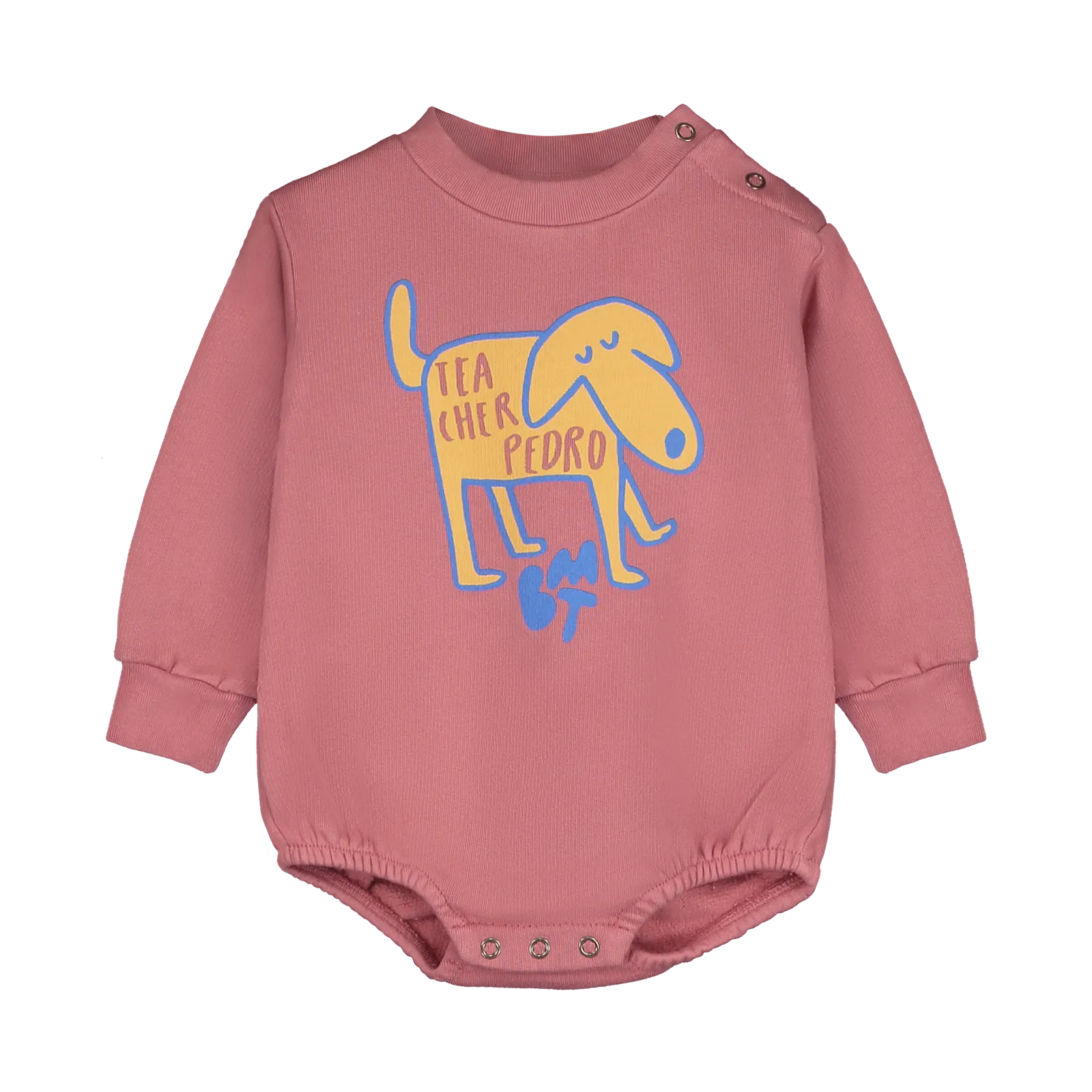 BDFL-FLEECE ROMPER PEDRO DOG-Dusty pink