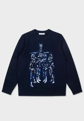 Beckett JC Mask Jacquard Sweater - navy