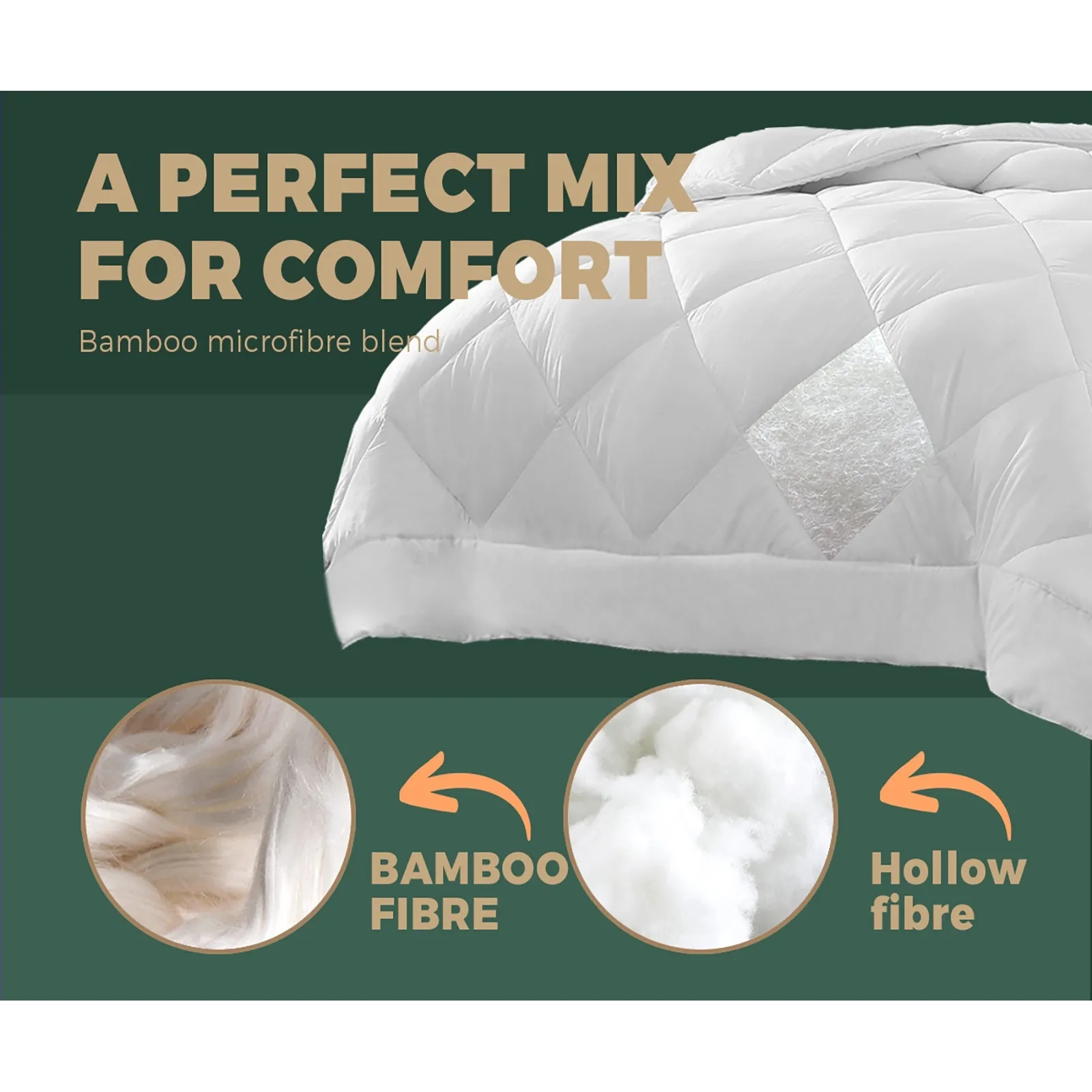 Bedra Bamboo Microfibre Quilt Microfiber 400GSM Duvet Doona Queen All Season