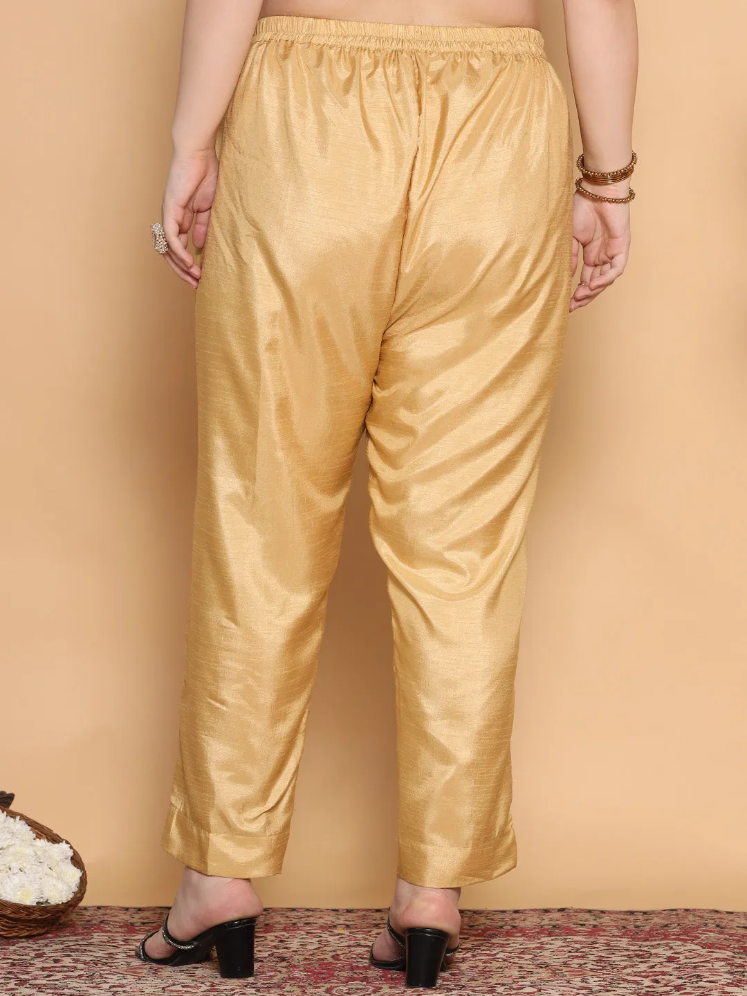 Beige Silk Pants