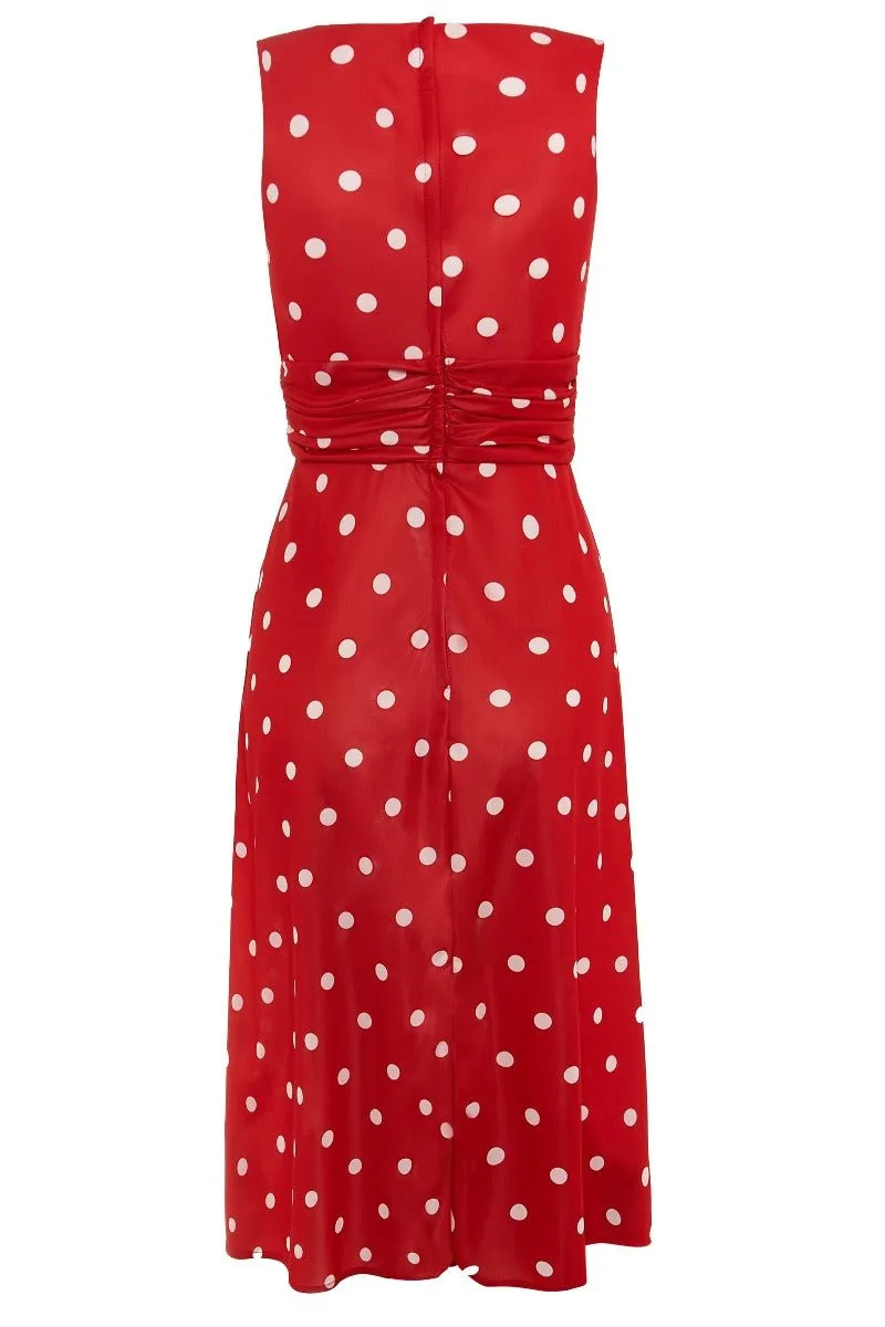 Bernice 50's Inspired Swing Dress in Red-White Polka Dots