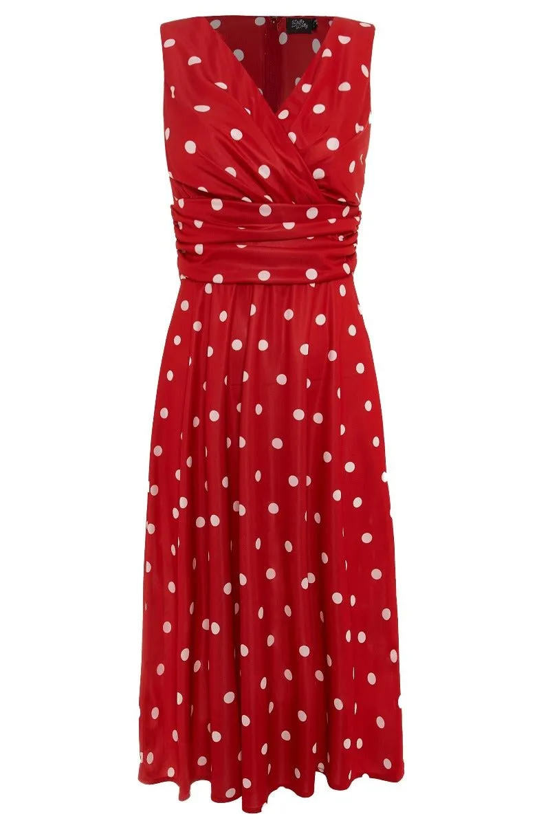 Bernice 50's Inspired Swing Dress in Red-White Polka Dots