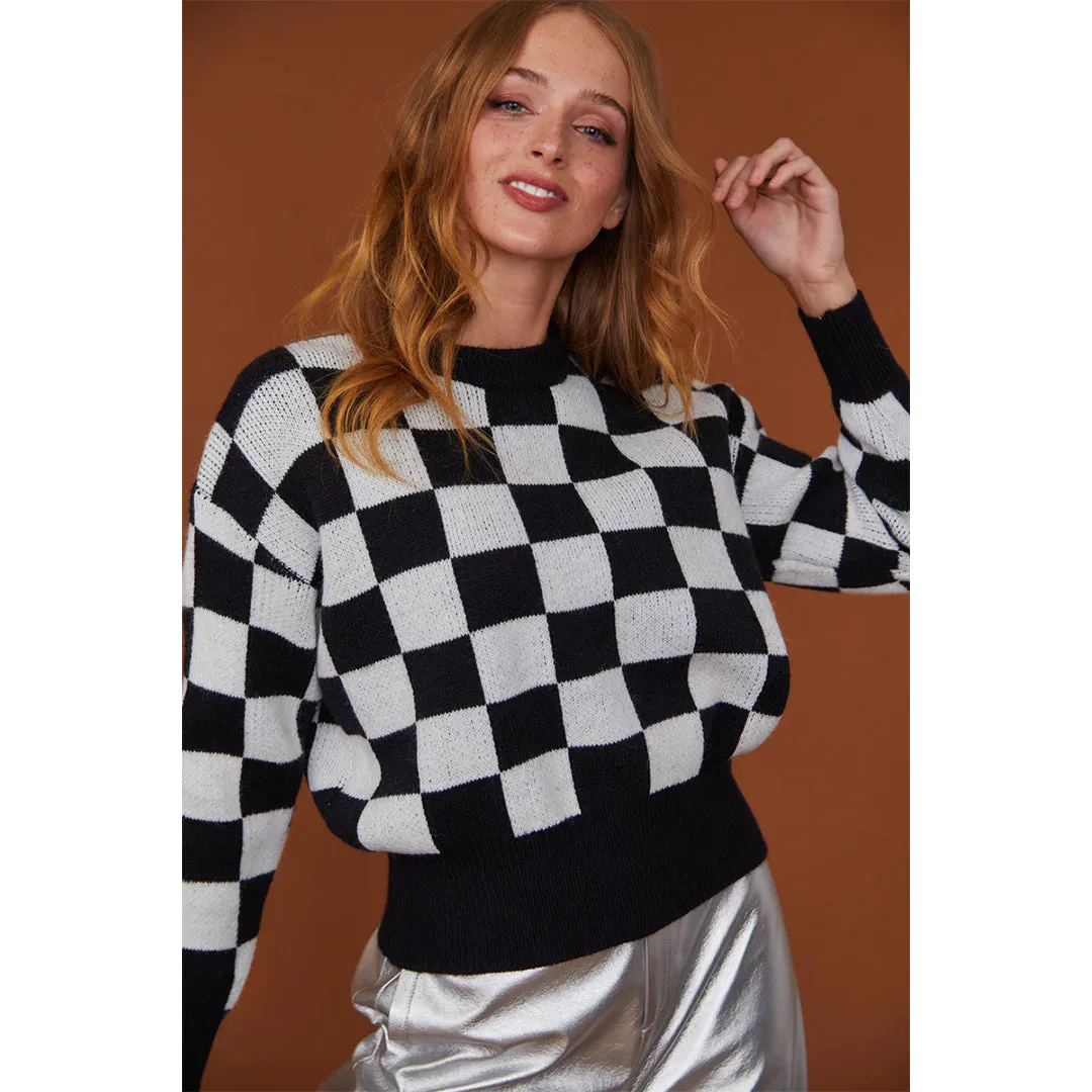 Black & White Check Cashmere Jumper by Jayley