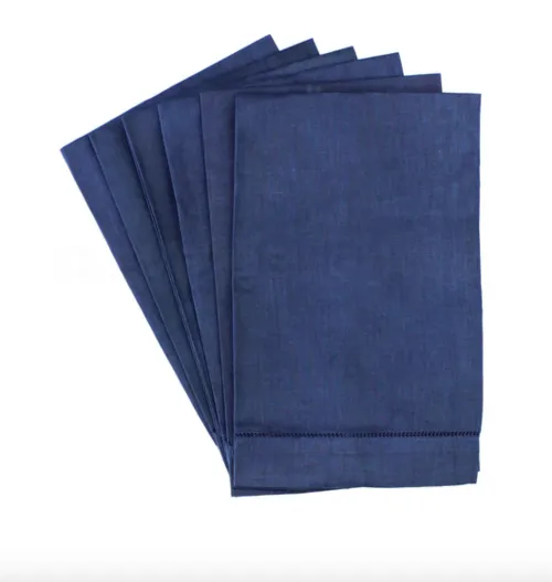 Black and Navy Hemstitch Guest Towel