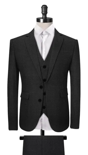 Black Birdseye 3-Piece Suit