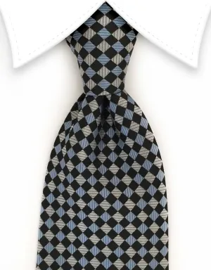 Black, Blue & Silver Geometric Tie