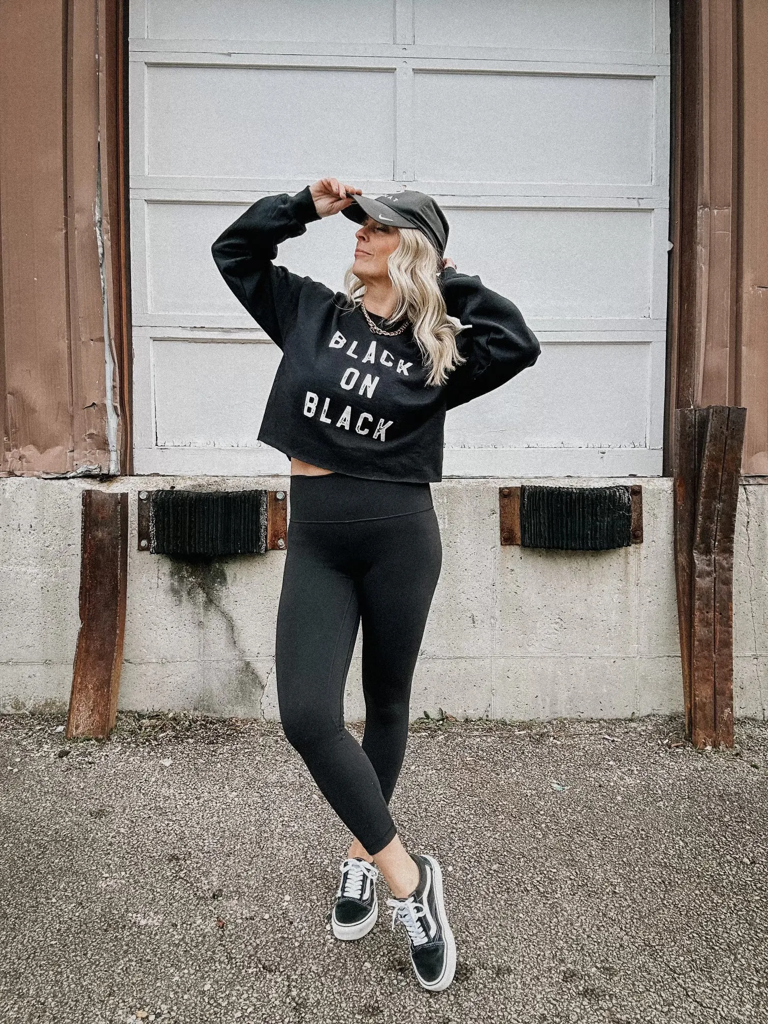 Black On Black Crop Crewneck