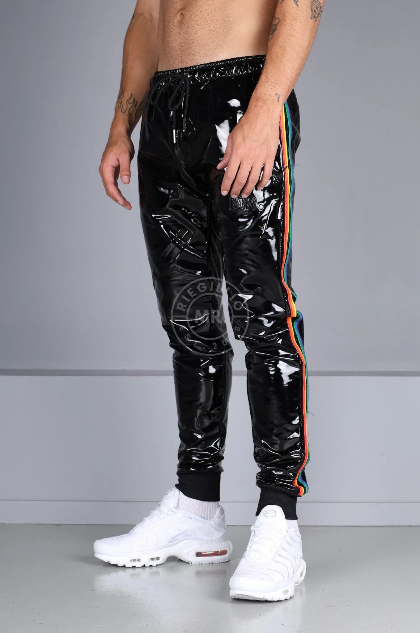 Black PVC Tracksuit Pants - PROUD