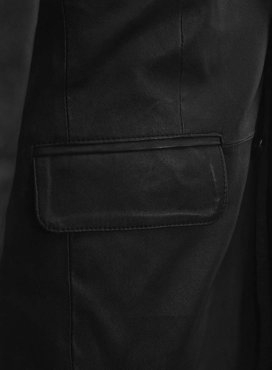 Black Stretch Leather Blazer