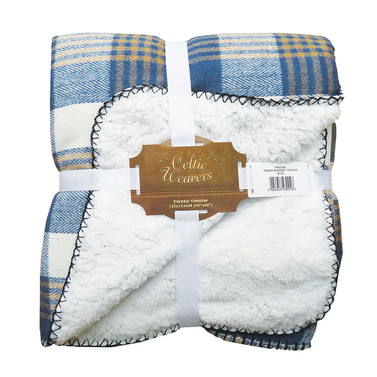 Blue Country Tweed Sherpa Fleece Throw Blanket