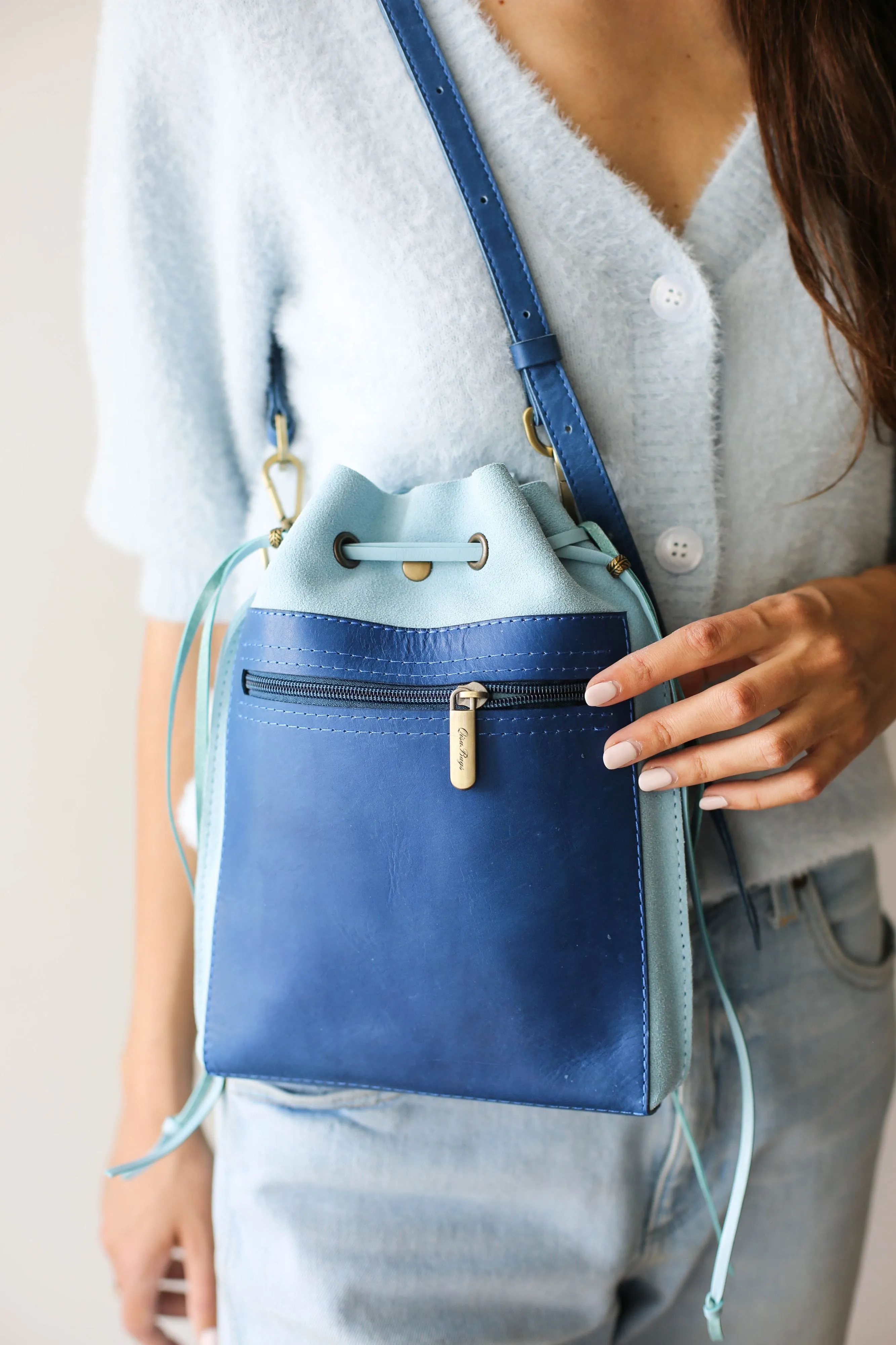 Blue Mini Leather Bag