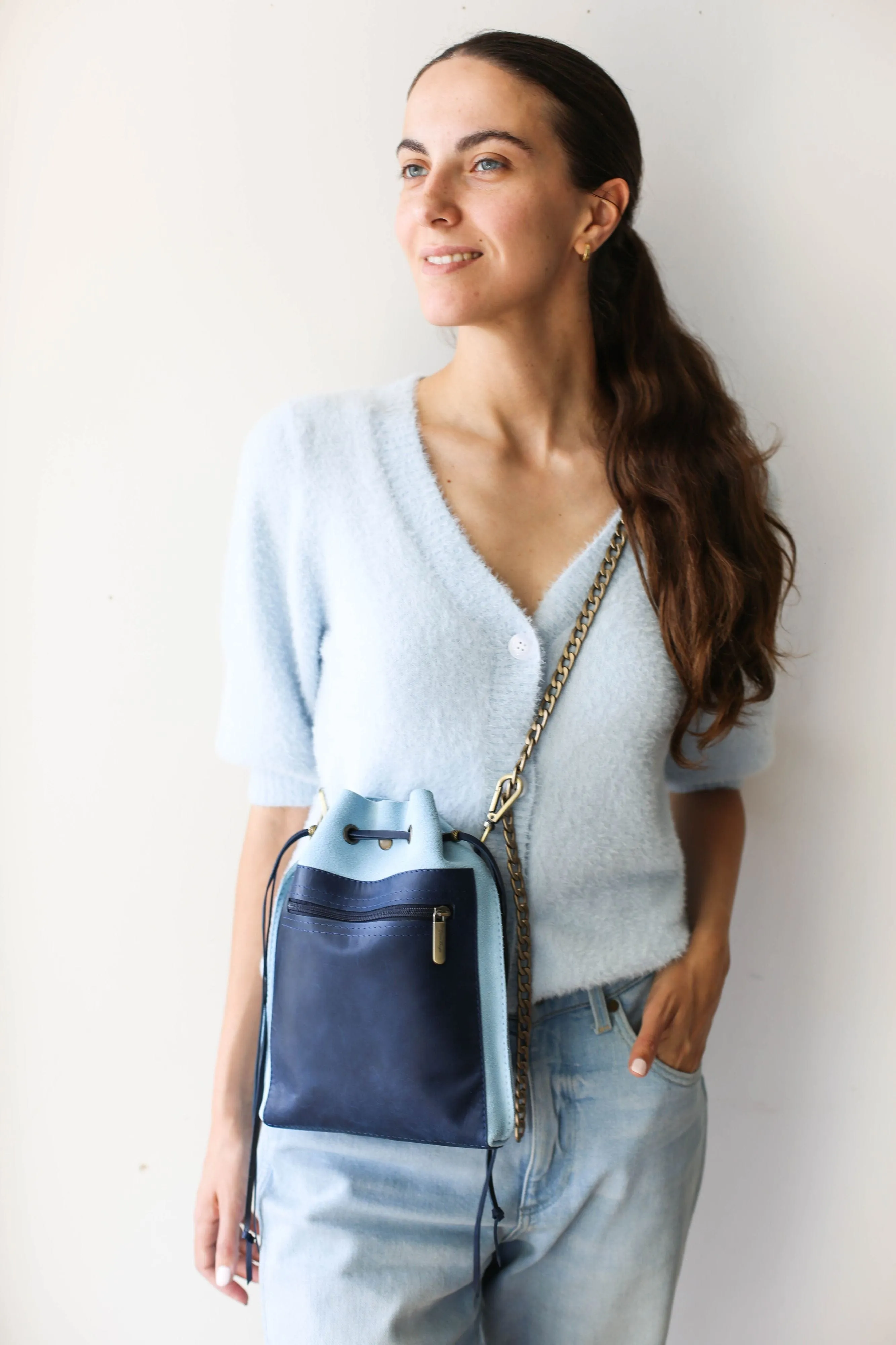 Blue Mini Leather Bag