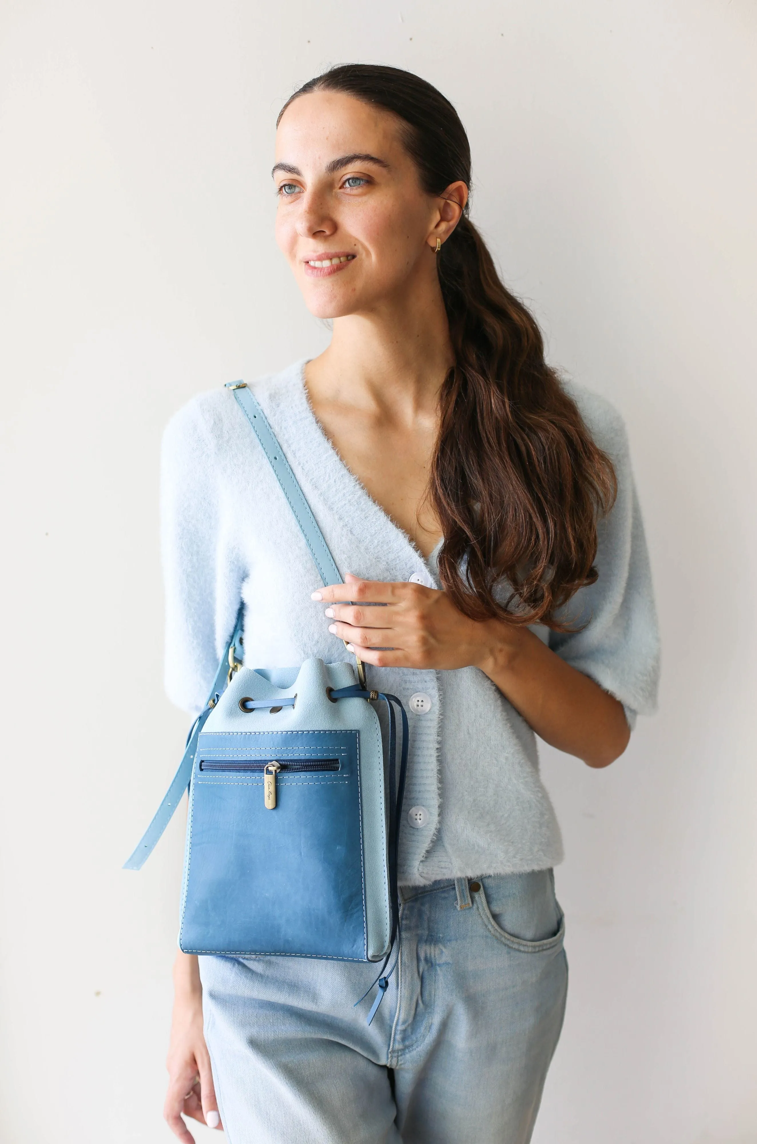 Blue Mini Leather Bag