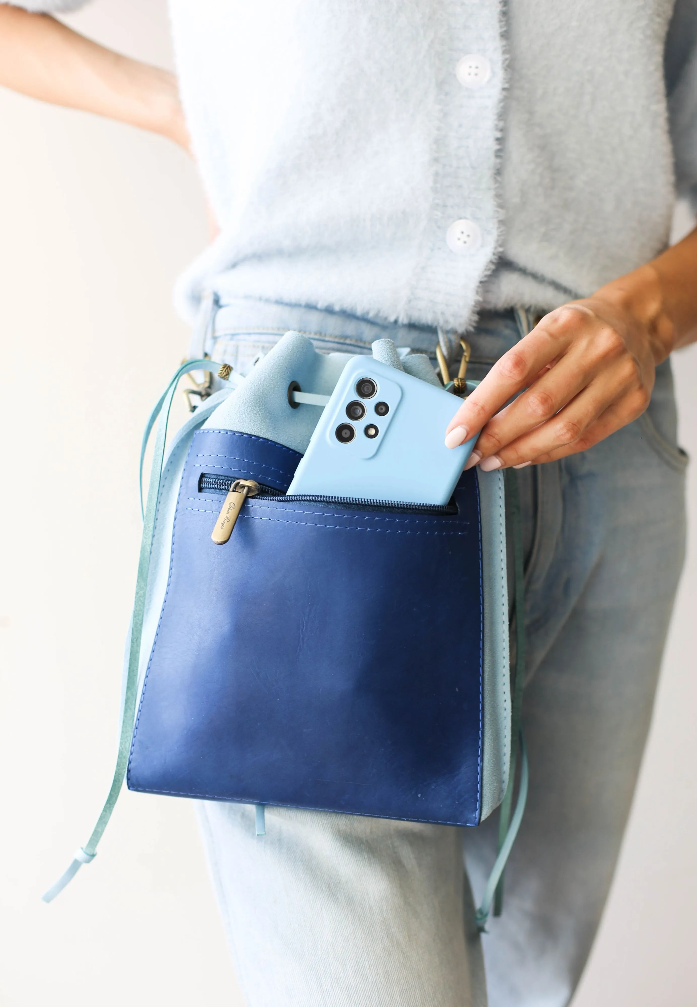 Blue Mini Leather Bag