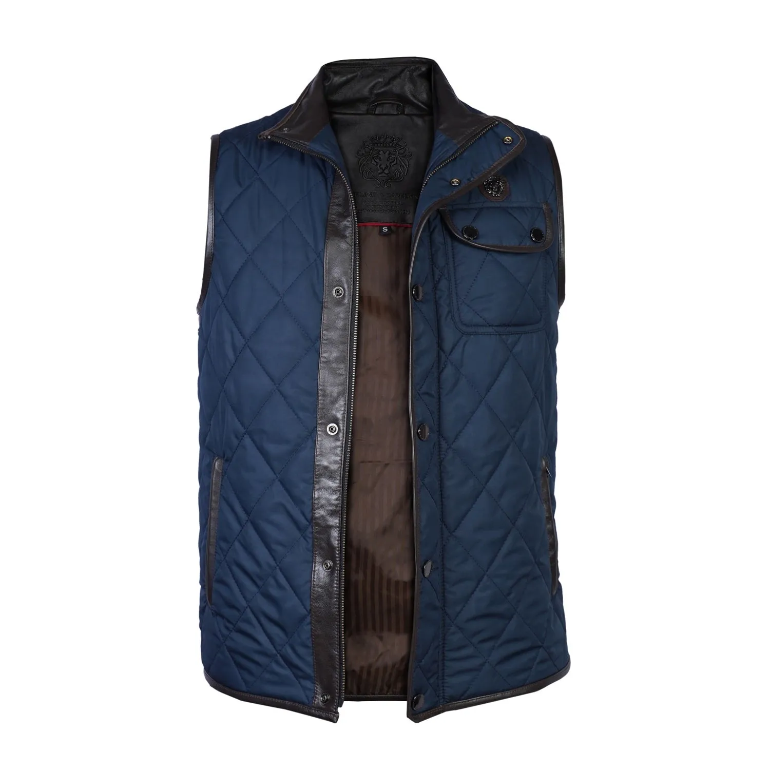 Blue Puffer Jacket With Chest Flap Pocket