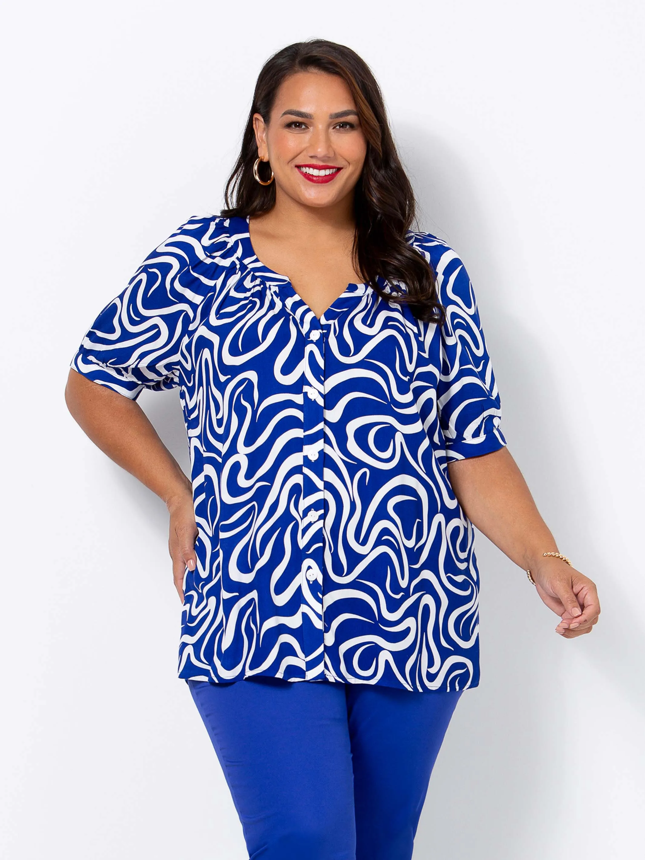 Blue Squiggles Top