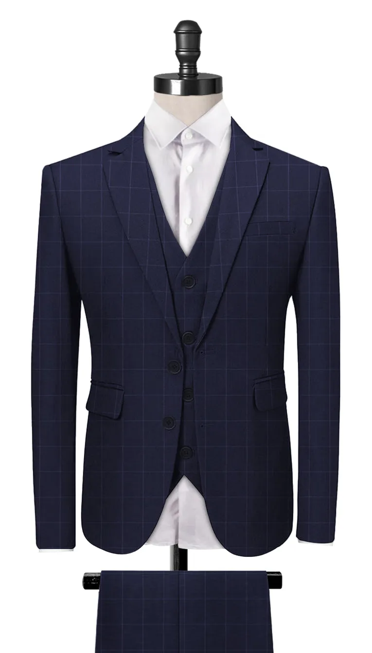 Blue Window Pane 3-Piece Suit